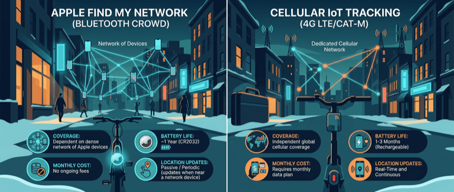 Find My Network vs Cellular IoT: Complete Technology Comparison 2025